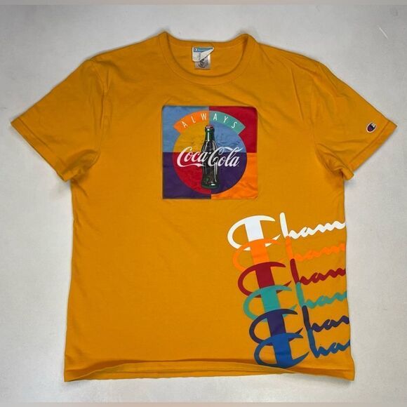 Champion Coca Cola Graphic T-shirt Men Large Short Sleeve Multicolor - Picture 1 of 7